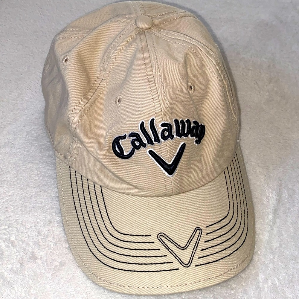 Callaway Golf khaki cotton embroidered brim baseball hat NWOT One Size